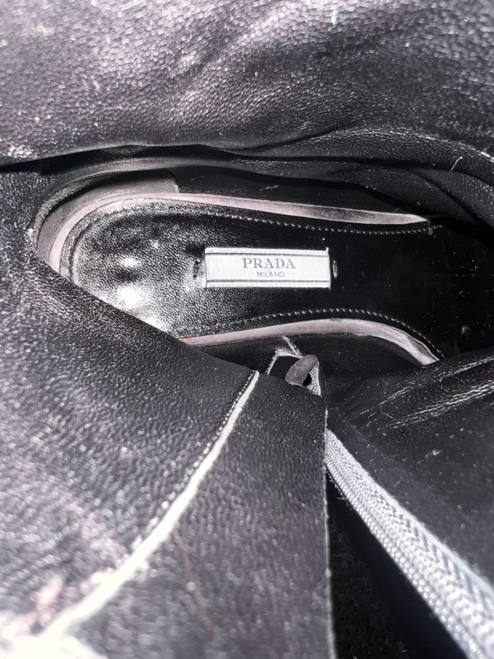Prada Gray Suede Ankle Booties with Logo Heel Plates - Picture 6 of 9